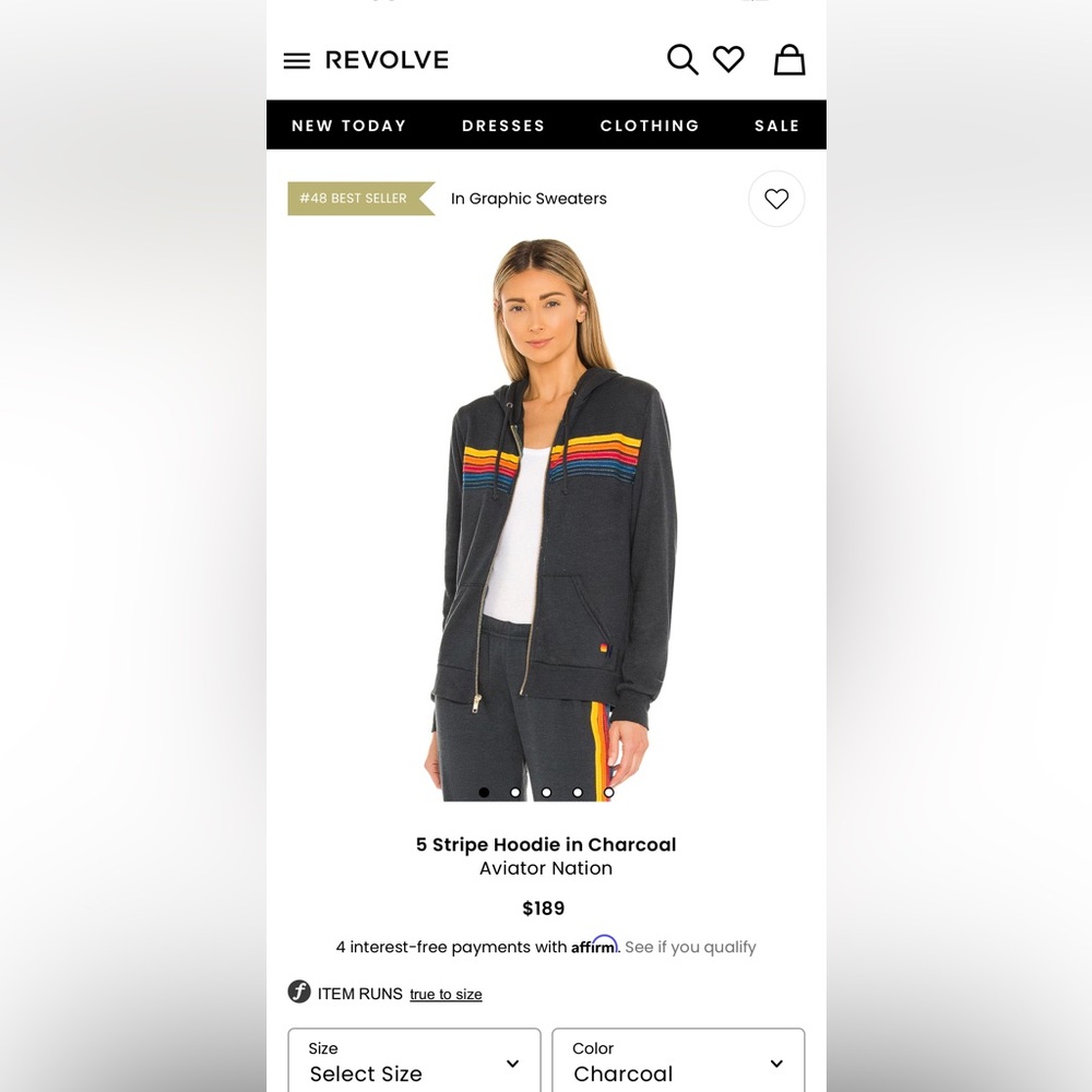 Aviator Nation Charcoal Hoodie and Pant with Rainbow Stripes - SET